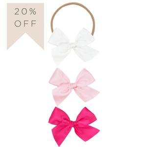 Satin Bow 3 Pack: Baby Pink Headbands Cheap Sale Sast