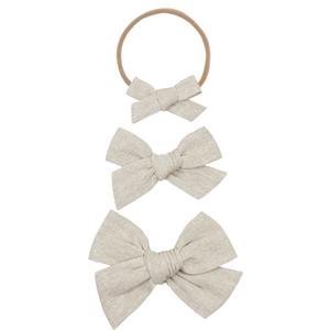 Linen Bow - Oatmeal Chambray Headband Ebay Cheap Pice