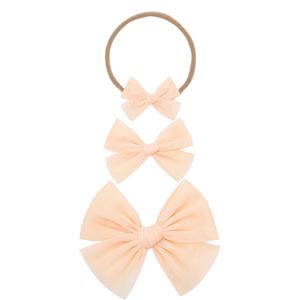 Tulle Bow - Peach Headband Sale Real
