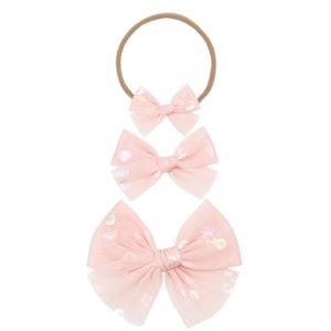 Tulle Bow - Blush Shimmer Dot Headband For Cheap Pice
