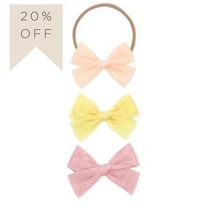 Tulle Bow 3 Pack: Lemon Headbands New Arrival