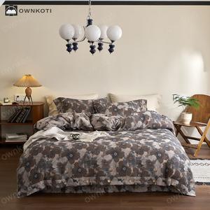 Yarn-dyed Floral Cotton Gauze Bedding Set (4PCS) Sale New