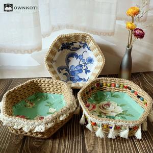 Hexagon Floral Hemp Rope Storage Basket Free Shipping Looking For