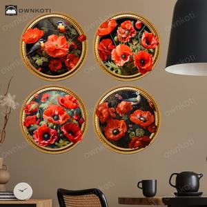 Self-Adhesive 3D Floral Round-shape Wall Stickers Sale Wide Range Of