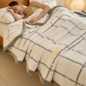 Grid Thick Warm Fluffy Fleece Blanket Free Shipping Recommend