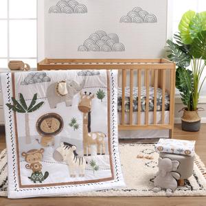 Safari Serenity 4 Piece Organic Cotton Baby Crib Bedding Set for Boys & Girls Cheap Online Store