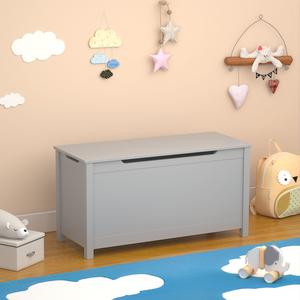 Kids Wooden Toy Box Storage With Safety Hinged Lid For Ages 2  - Gray Outlet Pay With Paypal