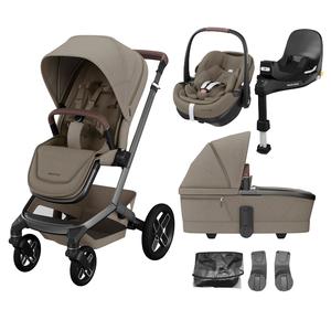 Maxi-Cosi FAME Travel System (Pebble 360 Pro 2 & Base KIT) in Twillic Truffle - Black Wheels Cheap Sale Big Discount