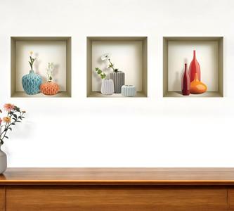 Set of Three Lin Faux 3D Peel and Stick Wall Decals - Elevate Your Space with Stunning Design! 2025 Unisex Cheap Pice