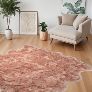 6' Dusty Rose Faux Fur Area Rug - Washable, Non-Skid, Unique Shape for Cozy Home Decor Bliss Clearance Genuine