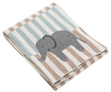 Harlo Baby Blanket - Adorable Cotton Throw for Cozy Snuggles in Beige & Teal with Cute Elephant Design Cheap Sale Low Pice Fee Shipping