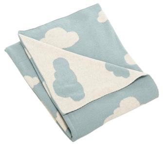 Skye Baby Blanket - Cozy Cotton Throw in Soft Blue & White Clouds for Crib, Stroller, & Playpen Online Online Original