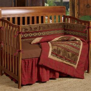 Baby Cascade Lodge Crib Bedding Set - 4-Piece Woodland Theme for Cozy Nursery Decor & Comfort With Credit Card Free Shipping