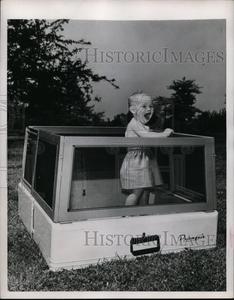 1949 Press Photo Baby in Outdoor Playpen Outlet Choice