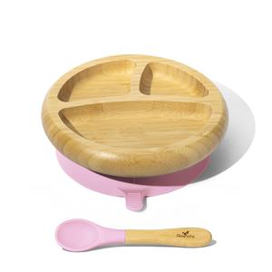 Baby Divided Plate   Spoon | Bamboo & Silicone Free Shipping 2025