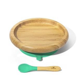 Baby Open Plate   Spoon | Bamboo & Silicone Cheap Low Pice Fee Shipping