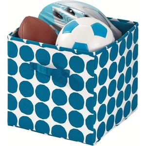 iDesign Dot Fabric Storage Cube Bin with Dual Side Handles, Blue, 13x13x13 Inches Cheap Sale Visit New