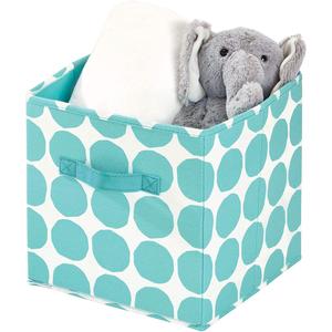 iDesign Dot Fabric Storage Cube Bin with Handles, Teal, 10.5x10.5x11 Inches Discount Fashion Style