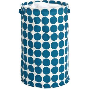 iDesign Dot Fabric Round Storage Bin With Side Handles, Blue, 15x15x24 Inches Outlet View