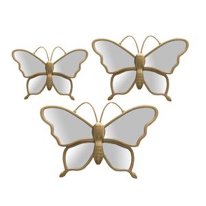 PREMIUS 3 Piece Butterfly Mirror Wall Decor Set, Gold, 14x12x10 Inches Cheap Online Store Manchester