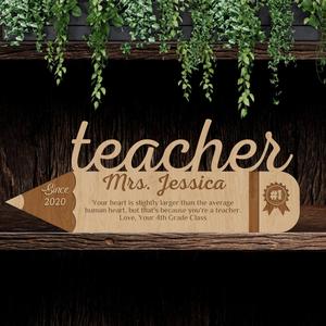 Custom Wooden/ Acrylic No. #1 Teacher Pencil Sign The Cheapest