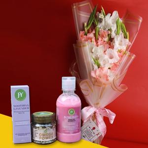 Serenity Basket with Pink Pastel Bouquet Geniue Stockist For Sale