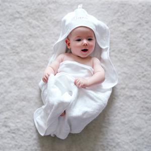 Personalised Bamboo Hooded Towel with Ears & Wash Cloth - White Free Shipping Cheap