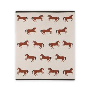 Horse - Organic Cotton Jacquard Sweater Knit Baby Blanket Genuine For Sale
