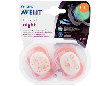 Avent Ultra Air Night Glow In The Dark Soothers 6-18m Outlet Official Site
