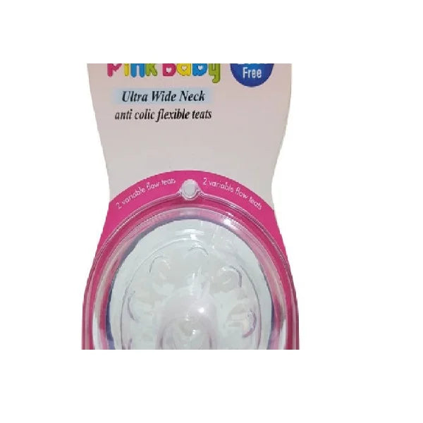 Pink Baby Ultra Wide Neck Anti-colic Flexible Teats, 2 variable flow teats- Variable 9  (A-34) For Cheap Cheap Online