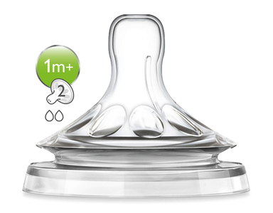Avent Natural Teat Slow Flow 1M 2H PK2 Outlet Shop
