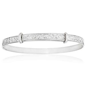 Sterling Silver Embossed Patterned Expandable Baby Bangle Outlet Genuine