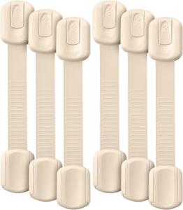 Bates- Child Safety Strap Locks, 6 Pack, Cream, Baby Cabinet Locks, Toilet Locks Baby Proof Choice For Sale