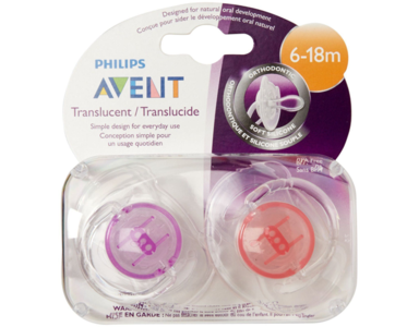 Avent 6-18 Transparent Soothers Pk2 Free Shipping Online