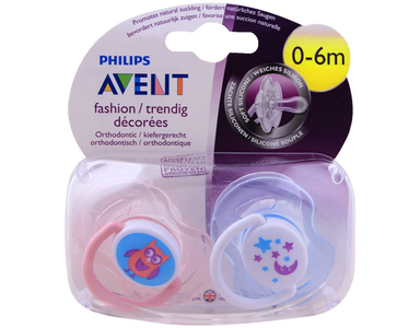 Avent Orthodontic Fashion Soothers 0-6m Free Shipping Cost