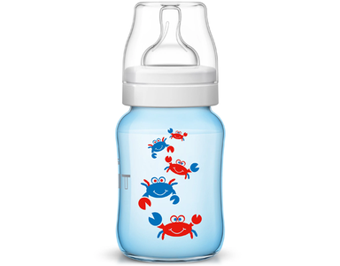 Avent Classic  Feeding Bottle 1m  260ml Boys/Crabs Cheap Sale Low Pice Fee Shipping