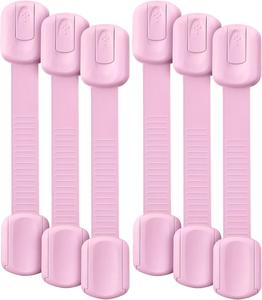 Bates- Child Safety Strap Locks, 6 Pack, Pink Baby Cabinet Locks, Toilet Locks Baby Proof Outlet Purchase