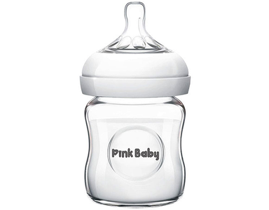 Pink Baby Glass Feeding Bottle 120ml Genuine Cheap Pice