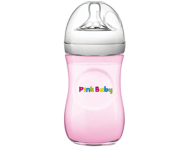 Pink Baby Wide Neck Feeding Bottle 240ml Deals