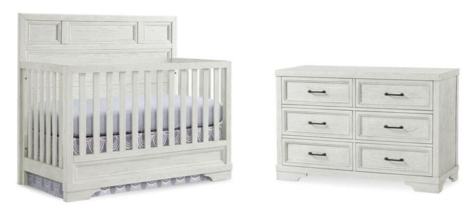 Foundry Convertible Crib and Dresser Package - White Dove The Cheapest For Sale