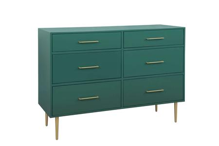 Valerie Glam 6 Drawer Dresser - Green Classic For Sale