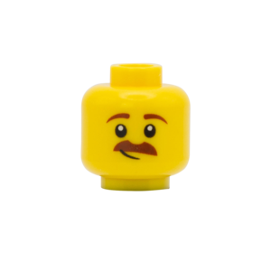 Moustache Smirk / Laughing - Custom Printed Minifigure Head Free Shipping Real