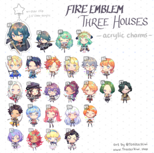 FIRE EMBLEM 3 HOUSES charms (2 inch Clear Acrylic) Clearance Geniue Stockist