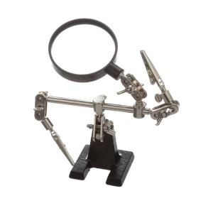 NTE Electronics JA-40 Helping Hand Cast Iron Base Tool with Magnifying Glass and Dual Alligator Spring Holding Clips Clearance 2025