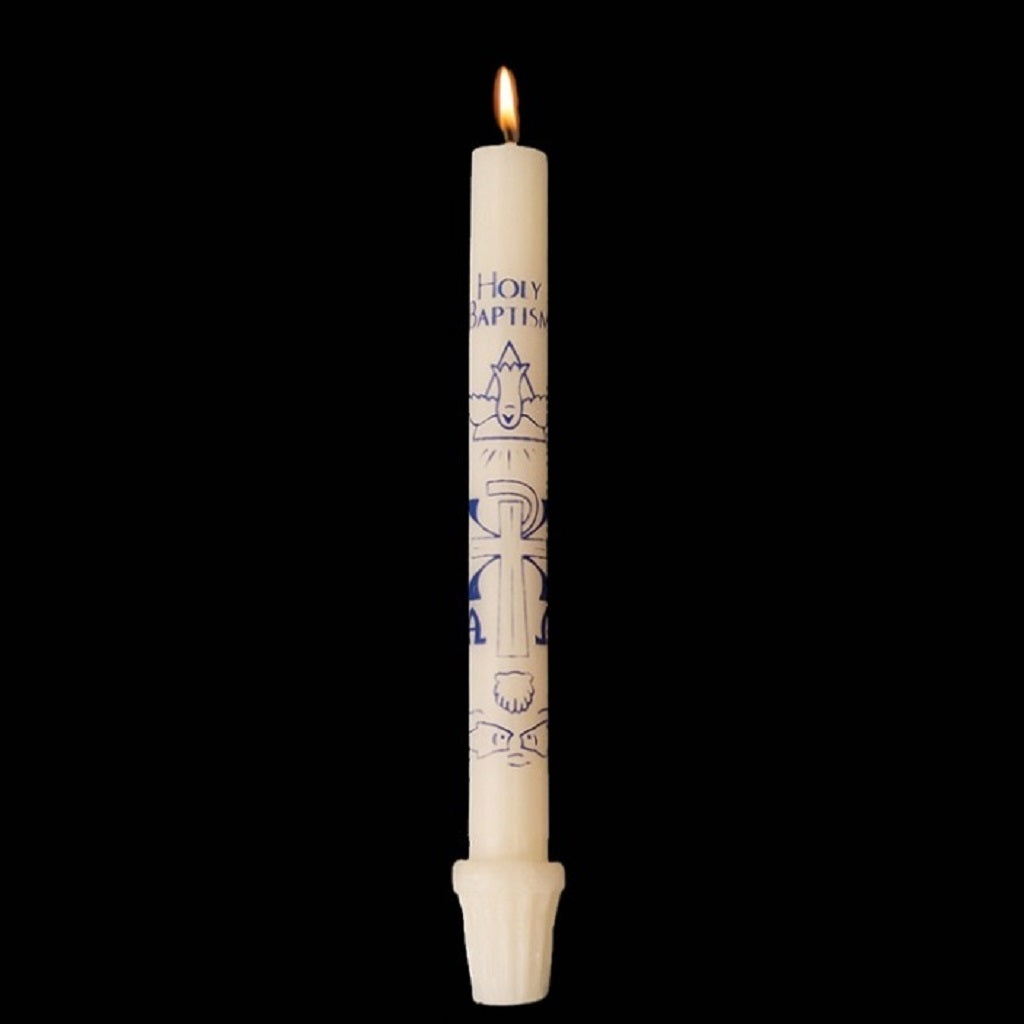 Dadant Candle 3/4"D 51% Beeswax, "Holy Baptism" Baptism Candle - Box of 12 Candles Newest