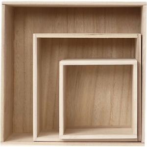 Cajas de madera cuadradas. Outlet Excellent