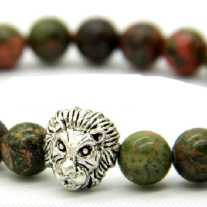 Unakite Stone Beads Antique & Silver Lion Reliable For Sale