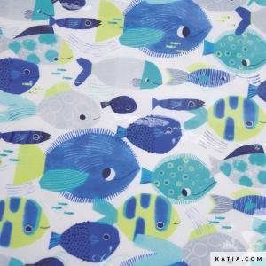 Cotton Laminated Pu "Tropical Neon Sea" Katia Fabrics - Telas For Sale Cheap Online