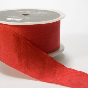 Wrinkled Faux Silk Ribbon - Red - 3,8 cm -   METERSVIS Outlet Collections