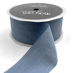 Wrinkled Faux Silk Ribbon - Slate Blue - 3,8 cm -   METERSVIS Cheap Shop